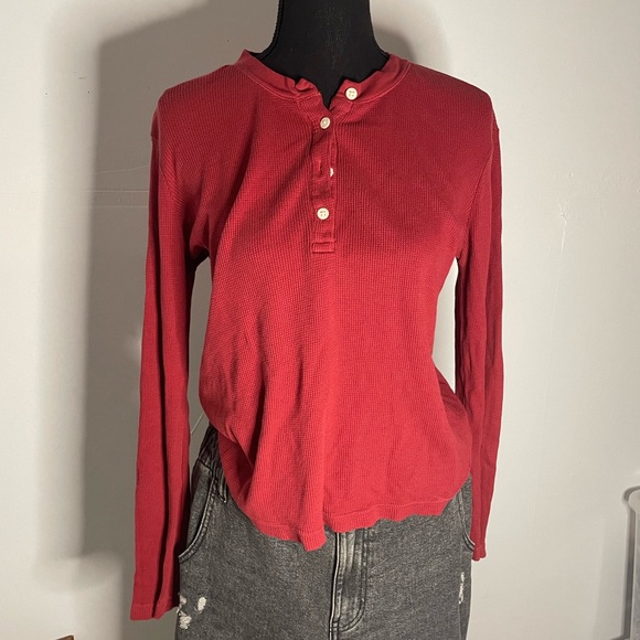 Madewell Tops - madewell | waffle knit garment-dyed thermal henley top